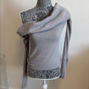Women's Off-Shoulder Sweater - Gray